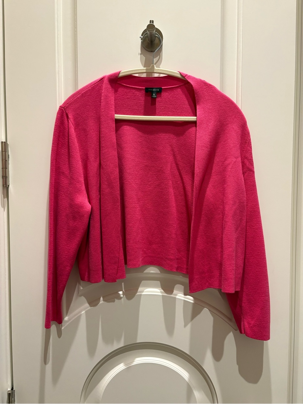 Talbots Bright Pink Open-Front Cropped Cardigan